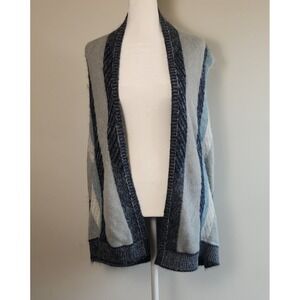 LOFT Outlet Lounge Sweater Vest‎ Women XS Blue Gray Open Front Long Cardigan